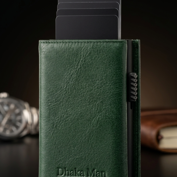 Genuine Full Grain Leather Executive Wallet - Olive