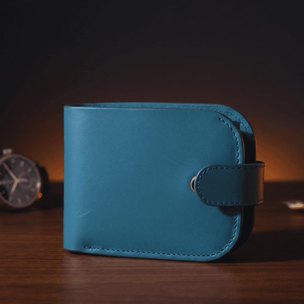Genuine Full Grain Leather Executive Wallet – Teal Blue