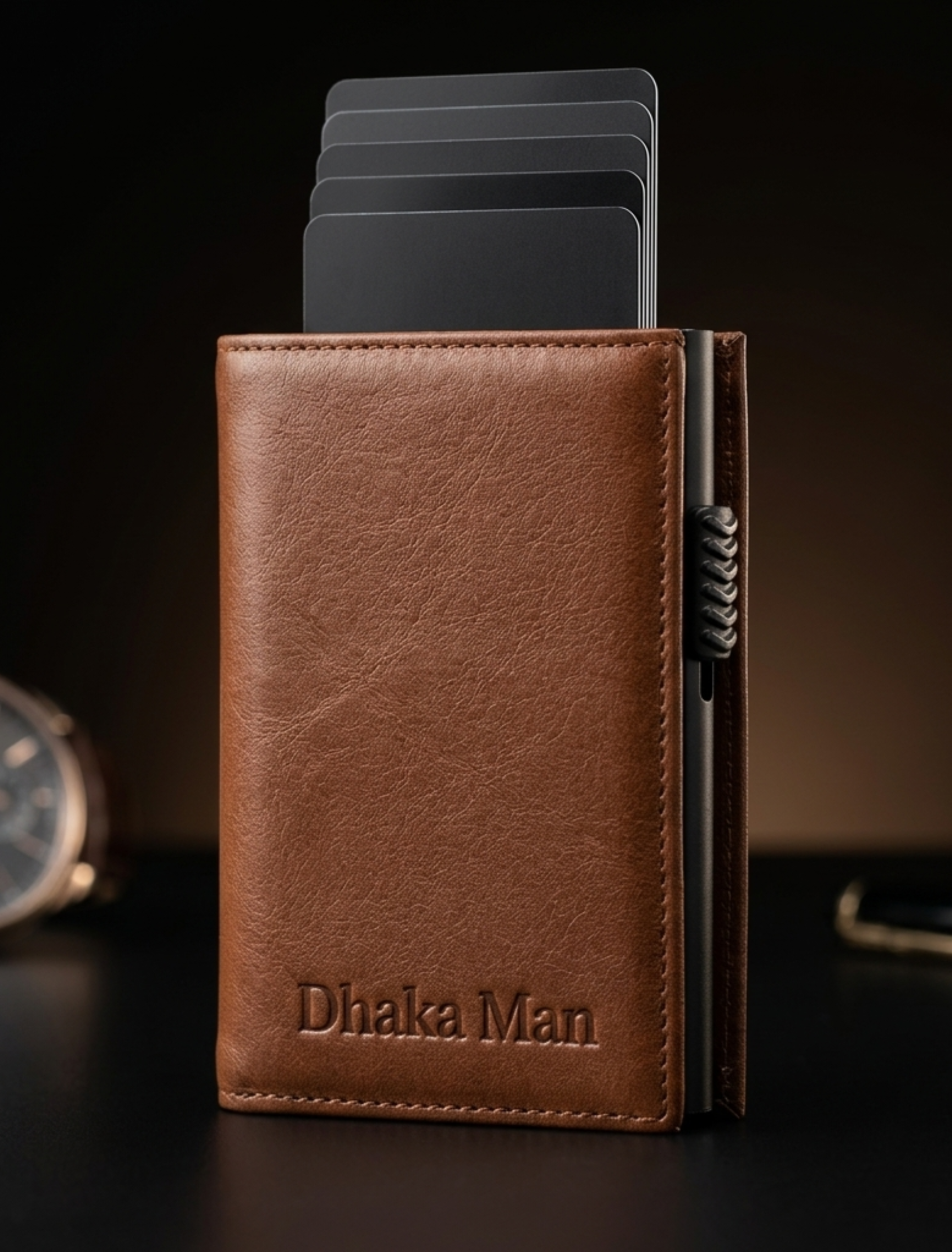 4 Genuine Full Grain Leather Executive Wallet - Camel - Image 1