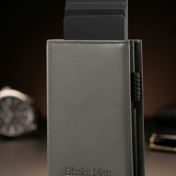 Genuine Full Grain Leather Executive Wallet - Ash White