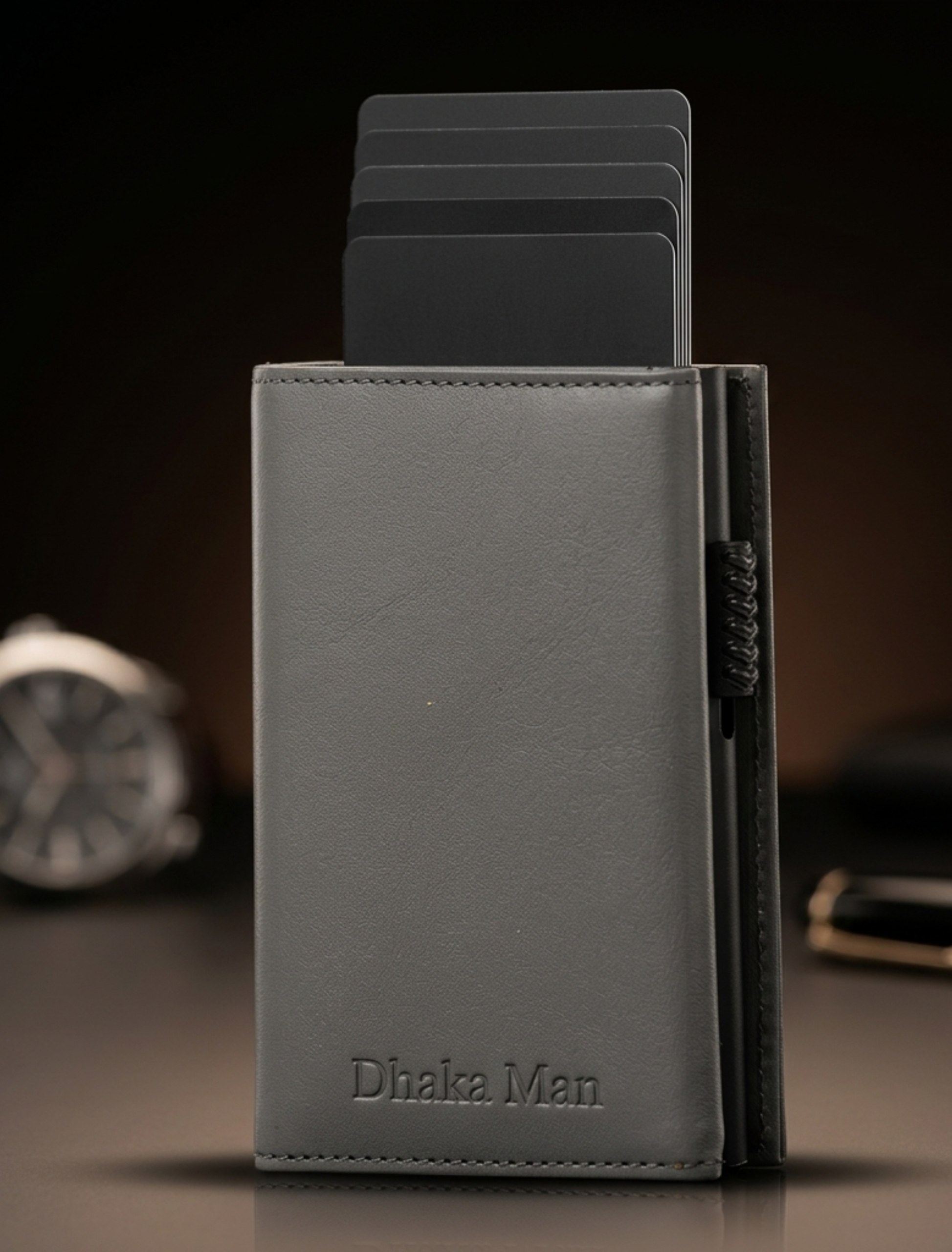 5 Genuine Full Grain Leather Executive Wallet - Ash White - Image 1